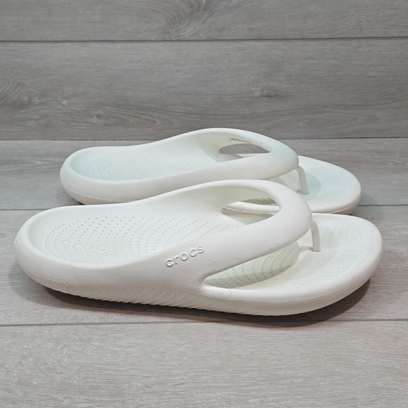 Crocs Mens Thong Rubber White Crocs Flip Flops Sandals Shoes Sz 11 main image 7